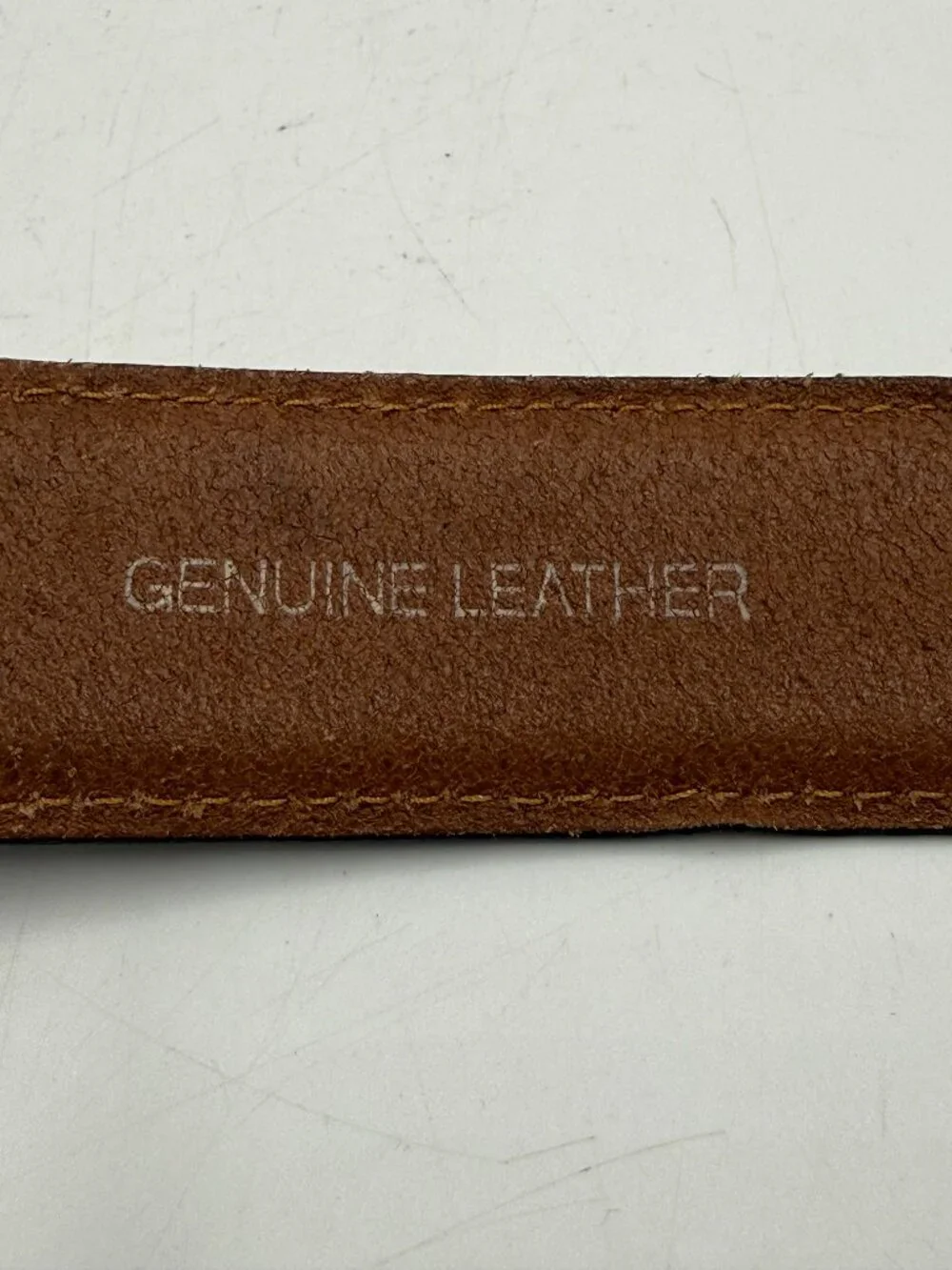 Fossil Genuine Leather Belt Brown Tan Size 38/95 Work Casual Silver Buckle 1.5